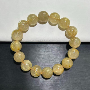 金发晶水晶手串黄发晶百搭金钛金水晶单圈男女款金发晶手串