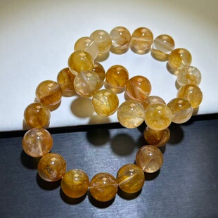 黄胶花水晶手链冰透天然百搭透体红胶花牛胶花锦锂黄水晶手串水晶