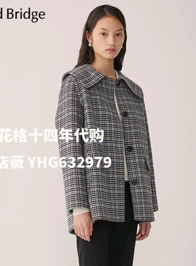 MindBridge羊毛呢大衣女中长款韩版新款冬格子外套百家好MVCA728C
