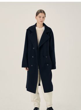 Basic House /百家好时尚百搭冬季女式羊毛大衣少量HVCA725A-2380