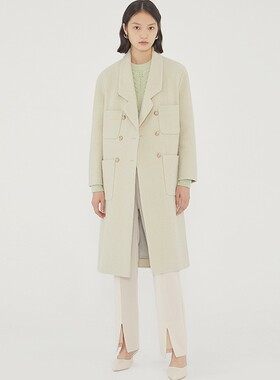 Mind Bridge秋冬浅色翻领气质通勤羊毛呢大衣女少量MVCA723H-2980