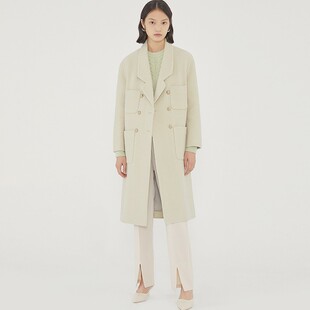 Mind Bridge秋冬浅色翻领气质通勤羊毛呢大衣女少量MVCA723H-2980
