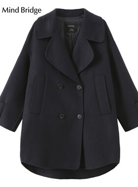 Mind Bridge秋冬女中长款前短后长羊毛呢子外套少量MVCA720F-2380