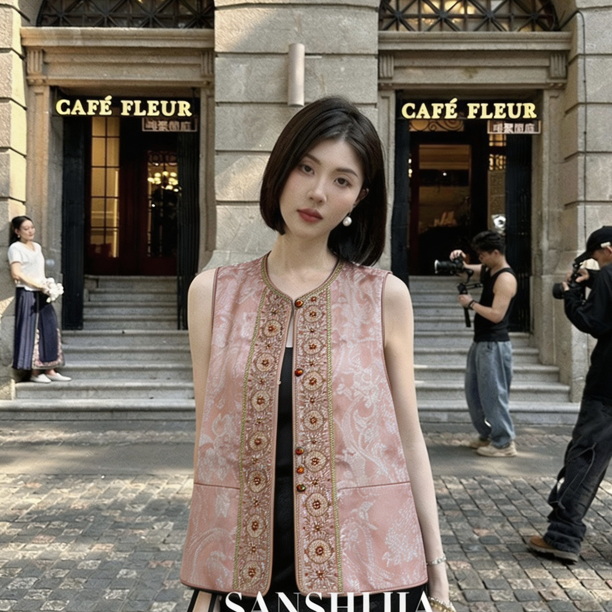 26年夏上新国风新中式重工刺绣提花马甲时尚百搭叠穿氛围感背心女