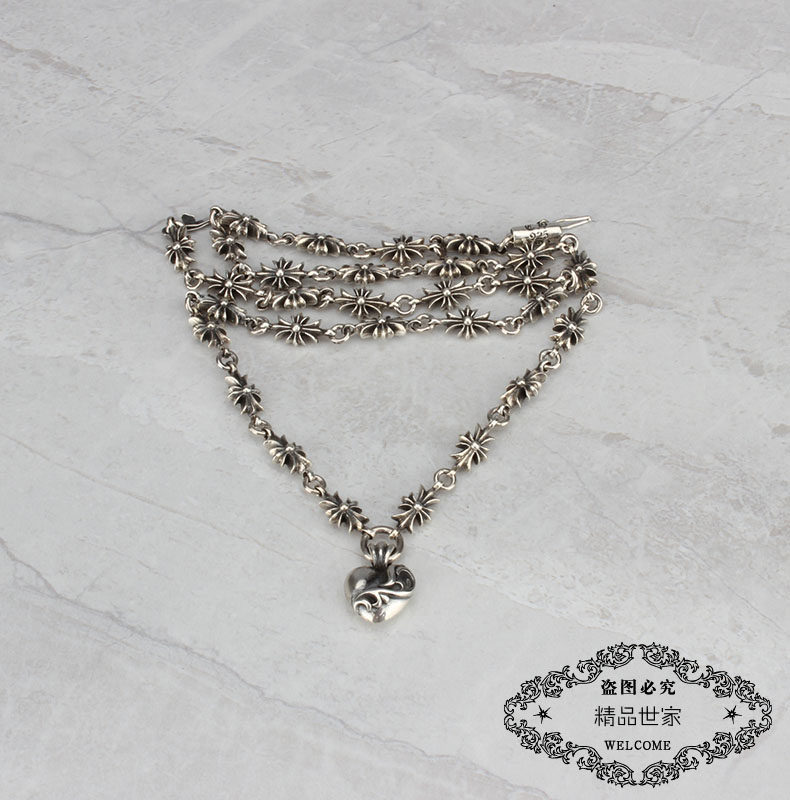 ROCK HEARTSS925纯银项链 桃心爱心吊坠 雪梨 BABY网红同款黑暗风