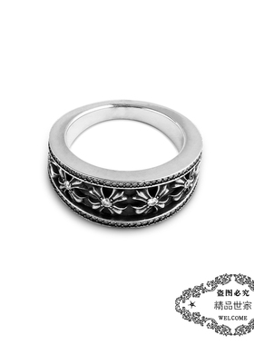 GD同款哥特文V形斜方纹水晶戒指