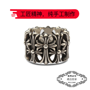 925纯银 华晨宇同款 ROCK HEARTS戒指十字架墓地墓葬指环尾戒