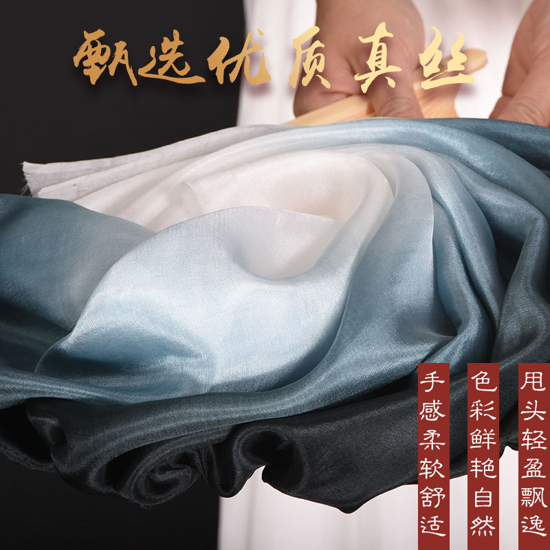 真丝舞蹈扇子水墨色光亮西厢寻他跳舞扇胶州秧歌古典舞长绸扇子