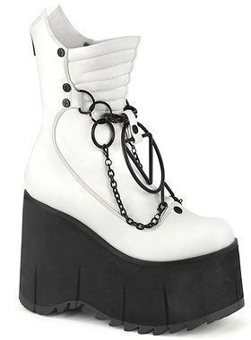 美国代购Pleaser/Demonia11.4cm厚底坡跟短靴后拉链金属装饰女靴