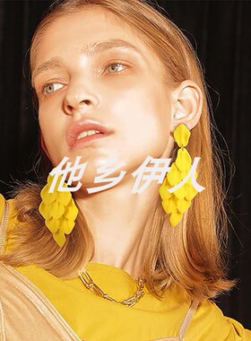 美国代购菱形亚克力花瓣吊坠耳环