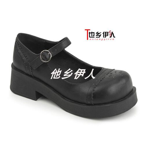 他乡伊人黑色哥特玛丽珍鞋