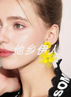 美国代购2层花卉花瓣耳坠耳钉