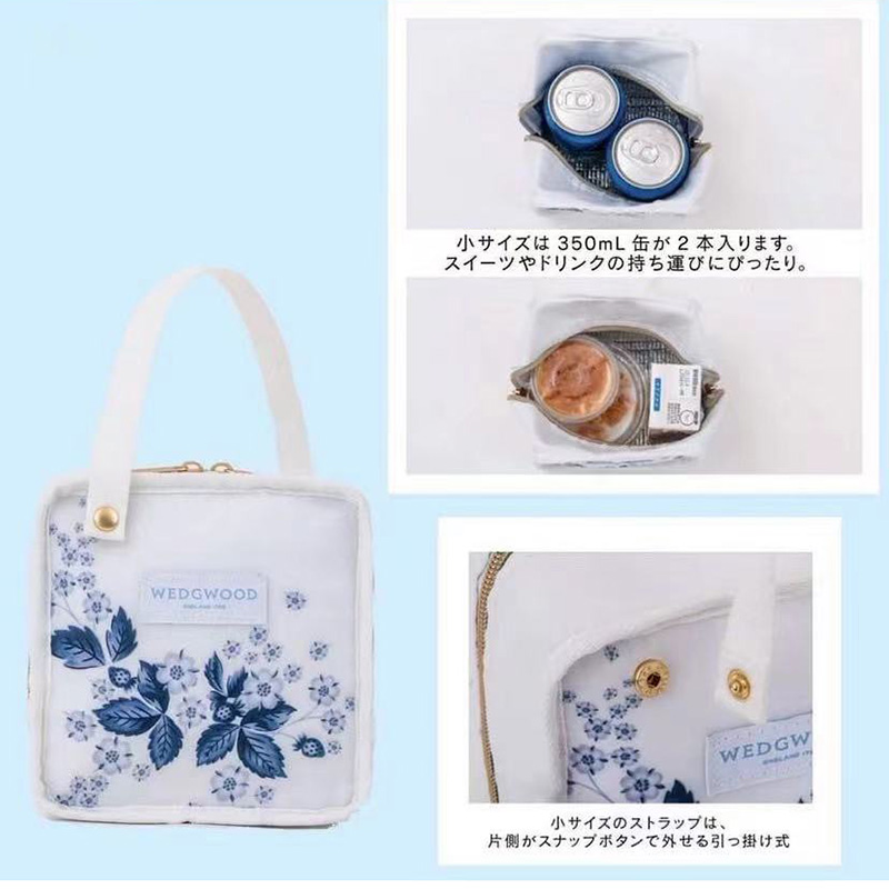 日本杂志款花卉图案手拎包拉链小便当包午餐包拉链收纳包保温包