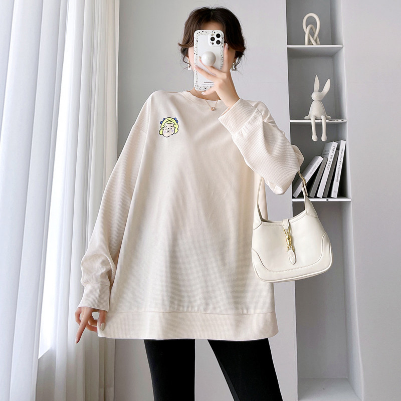 출산 가을 의류 세트 패션 2024 새로운 봄 가을 탑 여성 스웨터 중간 길이 대형 나들이 투피스 세트