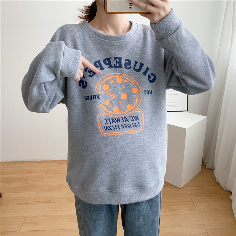 출산 착용 가을 겨울 운동복 여성 벨벳 두꺼운 짧은 겨울 탑 한국 스타일 느슨한 대형 출산 바닥 셔츠