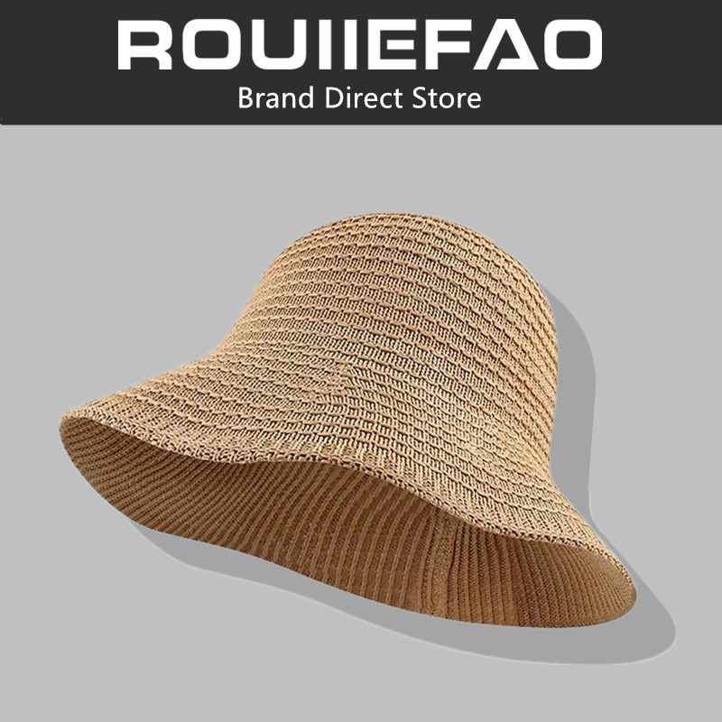 ROUIIEFAO日系简约百搭渔夫帽子女夏季薄款显脸小遮阳盆帽防晒帽