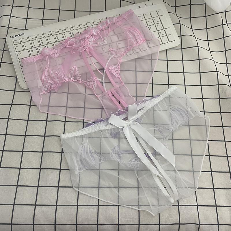 性感刺绣蕾丝内裤女超薄网纱日系性惑全透明火辣诱惑纯欲风无痕新