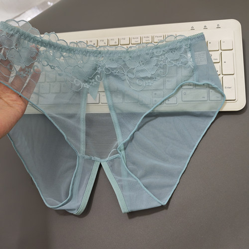 无痕蕾丝网纱内裤薄纱全透明性感约会送女友火辣诱惑开叉中腰