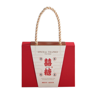 新款国风新中式极简结婚喜糖盒高级感大红空礼盒乔迁答谢通用