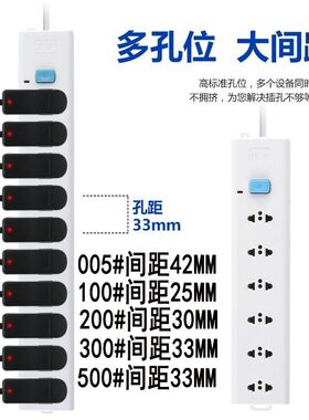 白色大孔距老化测试插座弱电柜2孔多位带线无线PDU机柜插排路由器