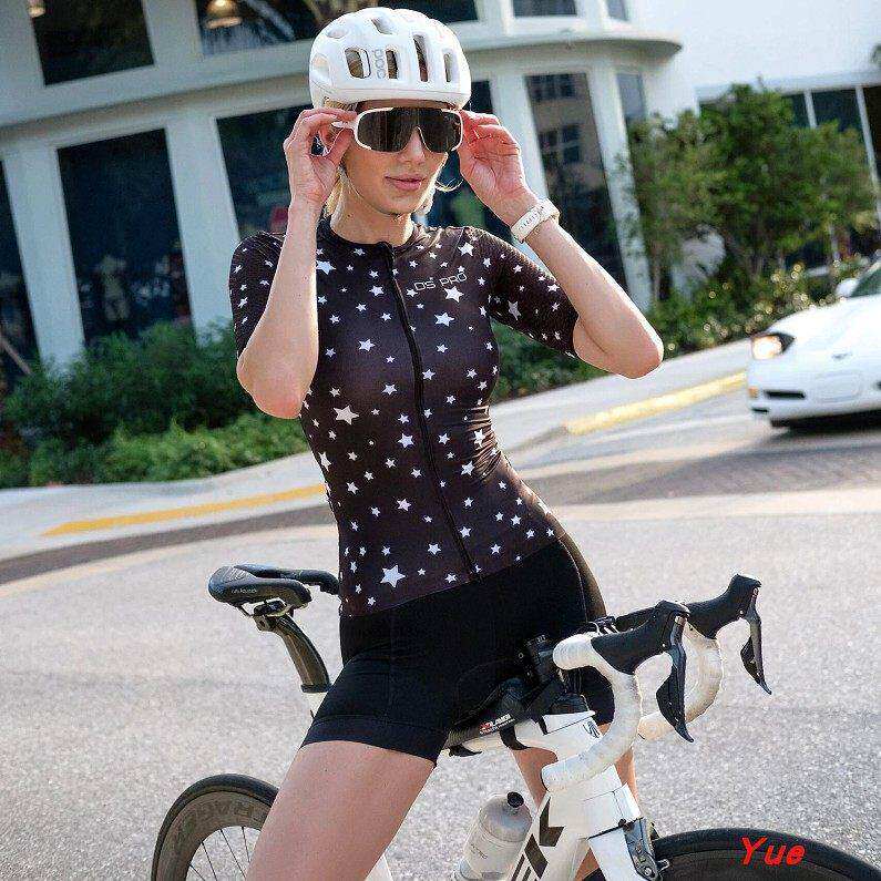 2021新款公路车自行车女款夏季骑行服短袖套装上衣专业单车衫星空