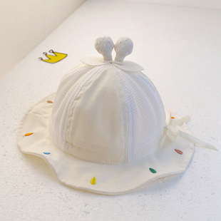 婴儿帽子夏季薄款遮阳帽男童女宝宝公主渔夫帽可爱网眼夏天凉帽潮