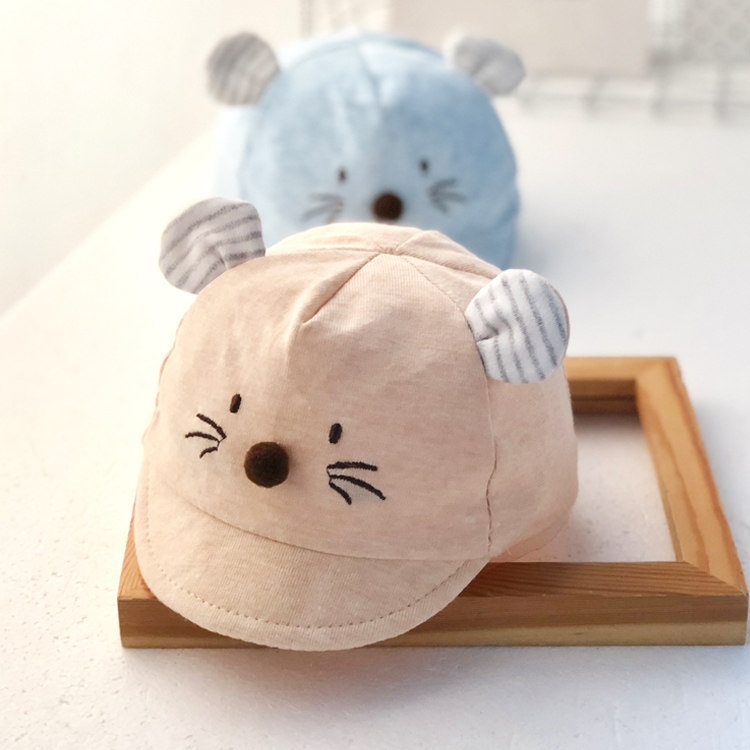 婴儿春秋季纯棉刚出生满月鸭舌帽