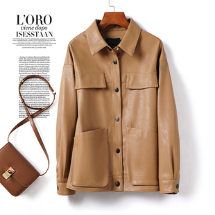 真皮皮衣女短款翻领韩版休闲绵羊皮外套2026年春秋新款海宁皮夹克