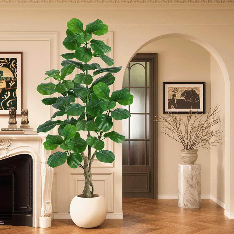 彷真绿色植物琴叶榕大型彷生植物盆栽高端轻奢室内客厅装饰摆件假,家居饰品,仿真植物盆景,淘宝优惠券,粉丝福利购,淘宝优惠卷