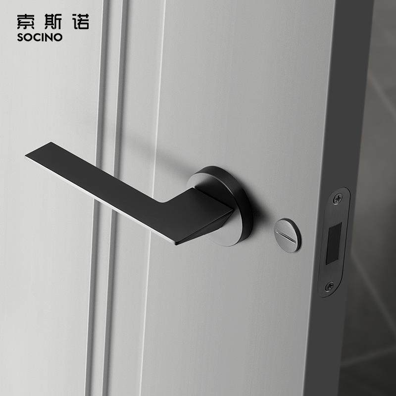 索斯诺简约卧室门锁室内静音门锁北欧房门锁现代灰黑色磁吸门锁
