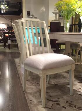 原装进口正版现货美式现代时尚简约白色实木椅背镂空座垫软包餐椅