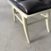 美式 现代乡村实木真皮拉扣软垫梳妆凳家用卧室客厅脚踏凳床尾凳墩