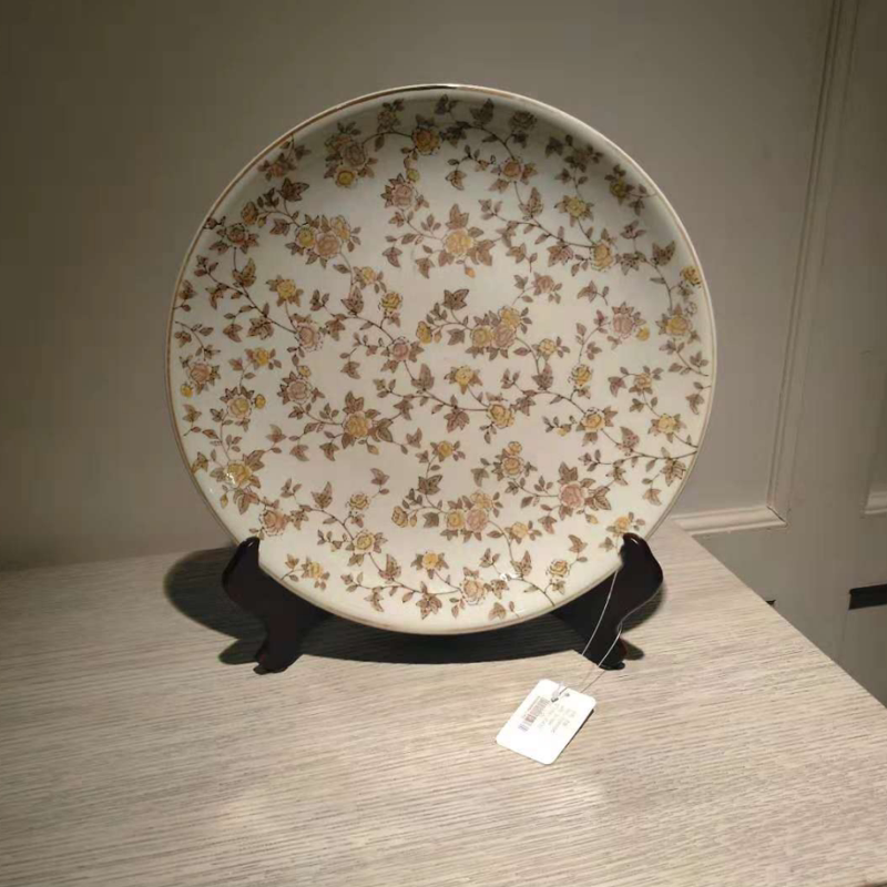 正版现货欧式简美风格碎花彩绘陶装饰坐盘/挂盘