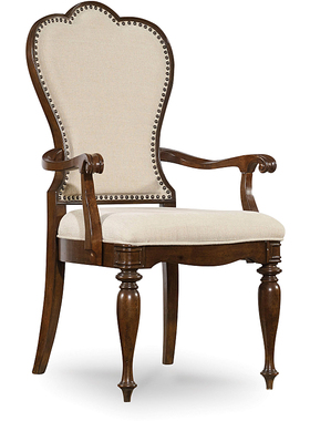 美国原装进口Hooker美式家具利斯堡木制布艺坐垫靠背扶手餐椅书椅