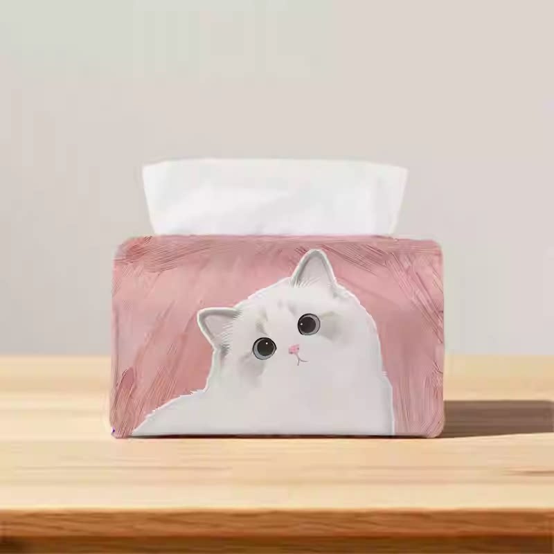 可爱呆萌治愈猫咪纸巾盒图片