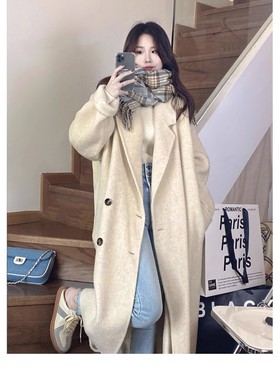 高个子加长版呢子大衣秋冬季女175超长款加厚韩版大码毛呢外套170