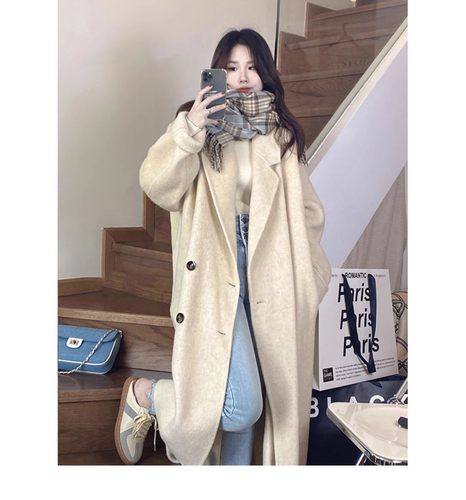 高个子加长版毛呢大衣大码加厚
