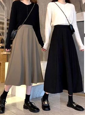 高个子加长版半身裙女夏季大码面试职场高腰学院超长款到脚踝长裙