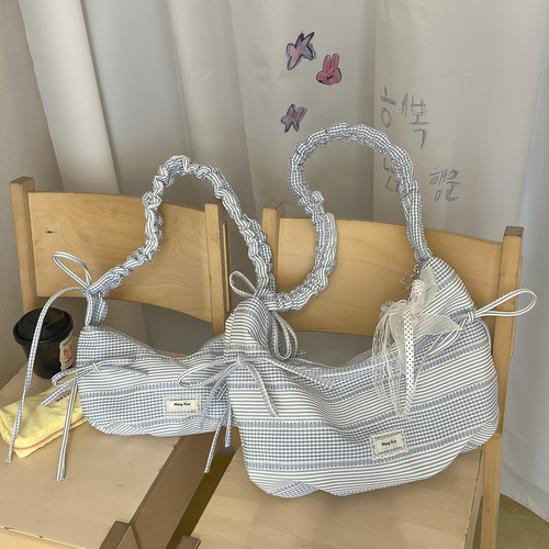 2026新款格纹蝴蝶结饺子斜挎包女