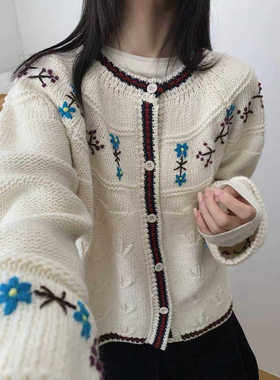 韩系温柔风针织开衫外套女2025新款初秋设计感小众宽松显瘦上衣