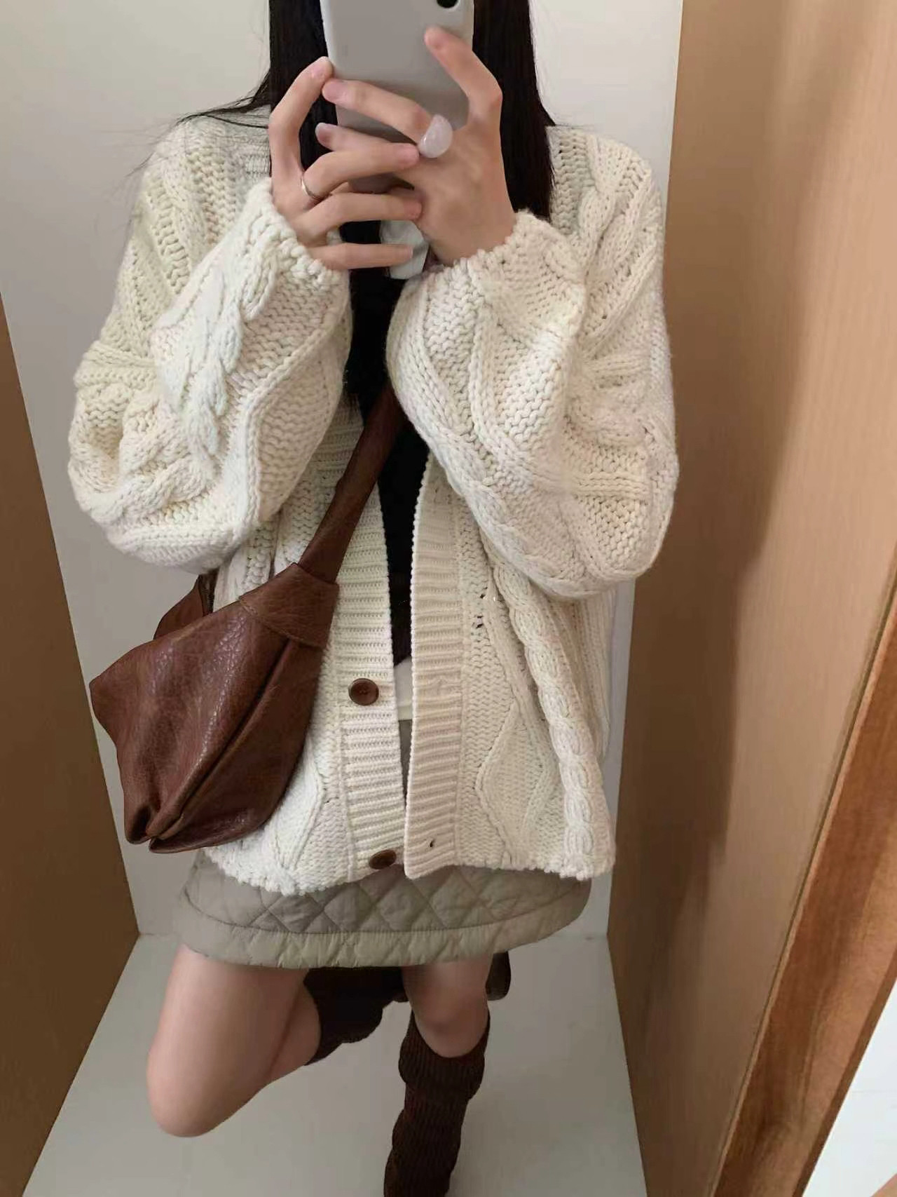 韩系温柔风针织开衫外套女2025新款初秋设计感小众宽松显瘦上衣