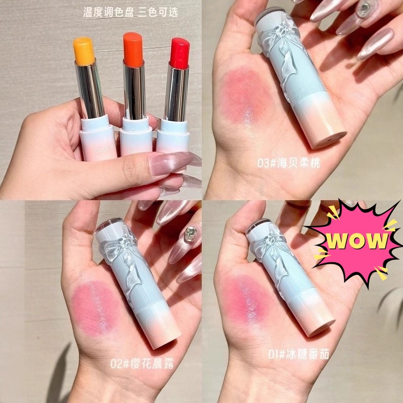 俏美人精油润色温变唇膏水润保湿滋润温感变色口红唇妆打底学生党