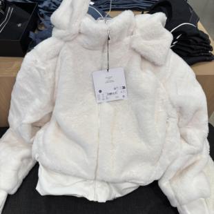 加拿大正品 直邮ALO连帽兔绒毛百搭保暖宽松棉服棉衣加厚夹克外套