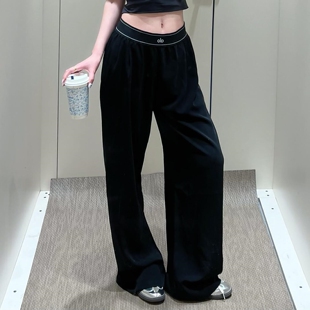 加拿大直邮ALO通勤高腰简约直筒裤 女宽松垂感显瘦休闲阔腿裤