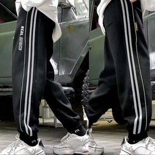 小灵丁加绒运动裤冬季新款男童中大童加厚卫裤黑色长裤百搭