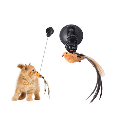 仿真鸟羽毛逗猫自动伸缩猫咪玩具