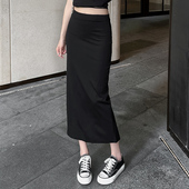 小个子半身长裙高腰开叉包臀裙子 中长款 一步半身裙女夏季 2025新款