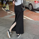 直筒半身裙女黑色高腰包臀裙后开叉2026新款 一步裙 复古半裙中长款