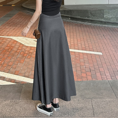 灰色垂感西装半身裙显瘦长裙女夏