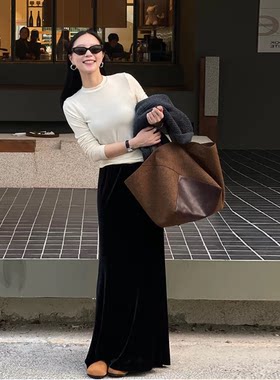 大码高级感丝绒轻奢显瘦半身裙